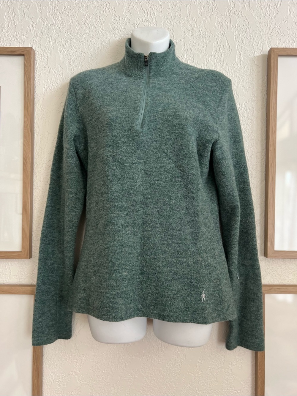 Smartwool Half‑Zip Heathered Green Pullover
